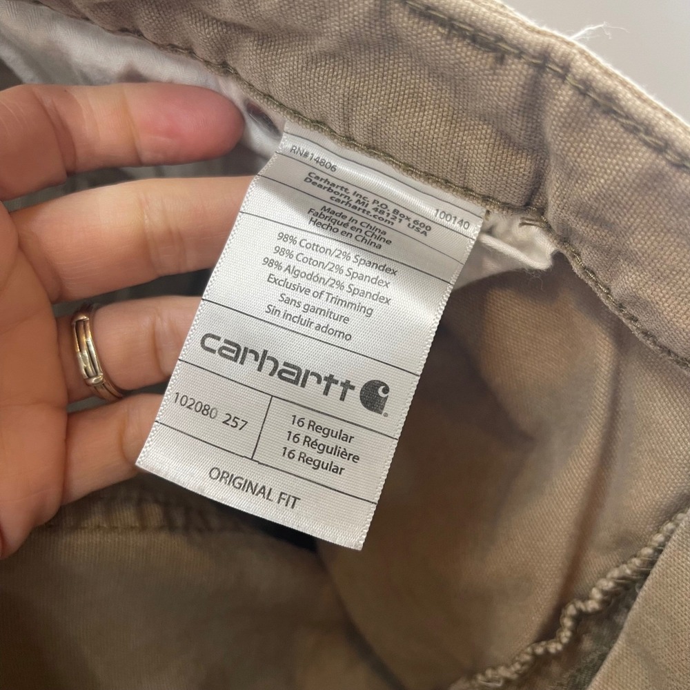 Carhartt Hiking Pants Women 16 Duck Tan Original Fit Gorpcore Granola Girl - Picture 4 of 10